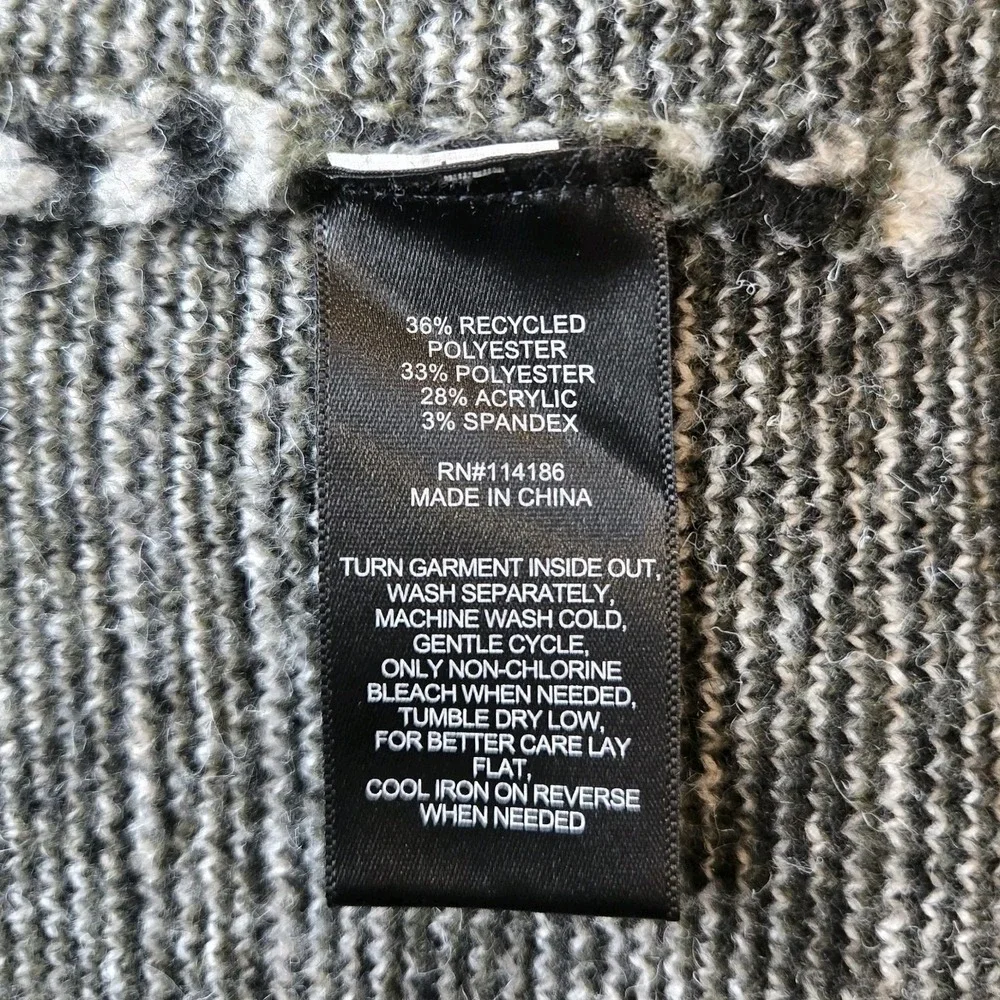 Frye Open Front Cardigan Sweater Aztec Southwestern Green Black Women's Large‎ L - Picture 5 of 9